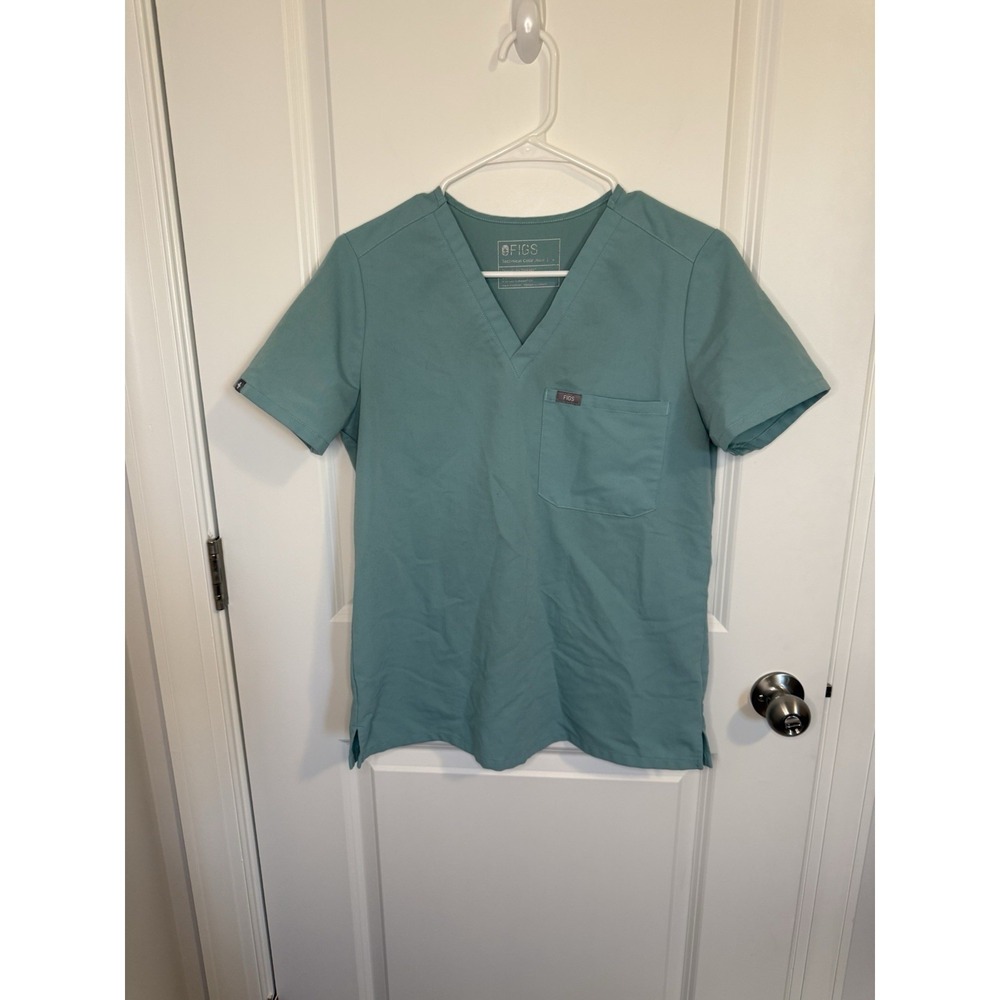 Figs Scrubs Top Small Teal Technical Collection V Neck Medical One Pocket‎